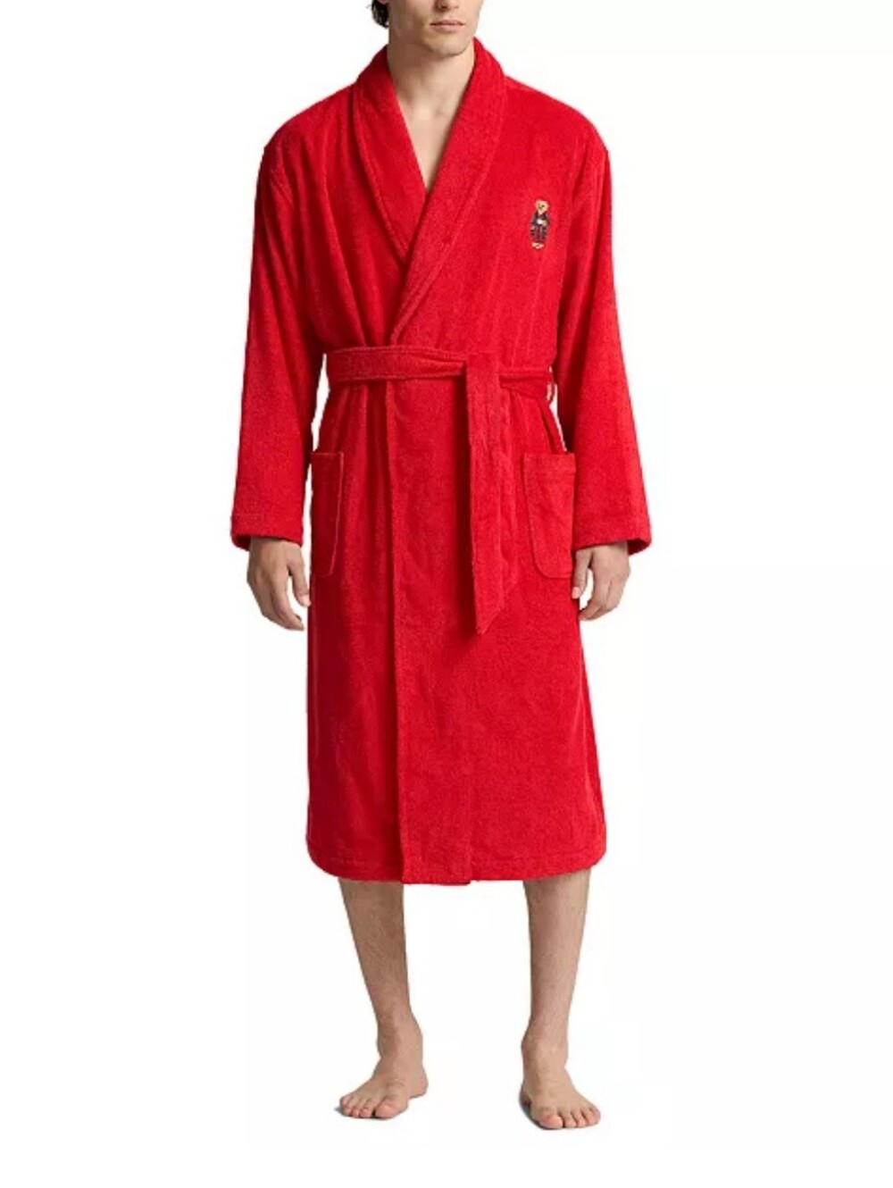 Lauren Ralph Lauren Y2K Red Fleece Long Robe Embroidered Crown Crest Men's M